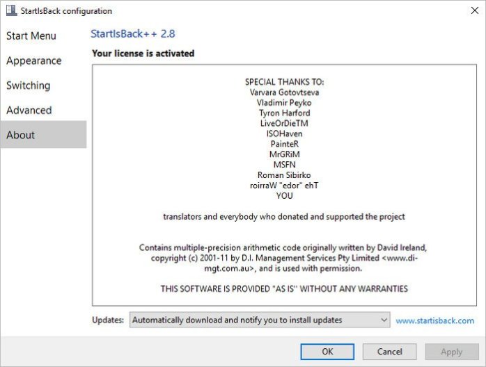 StartIsBack Plus Windows 10 Full Version