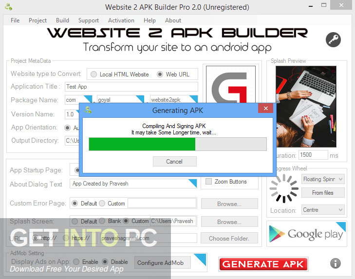 Website 2 APK Builder Pro Direct link Download-GetintoPC.com