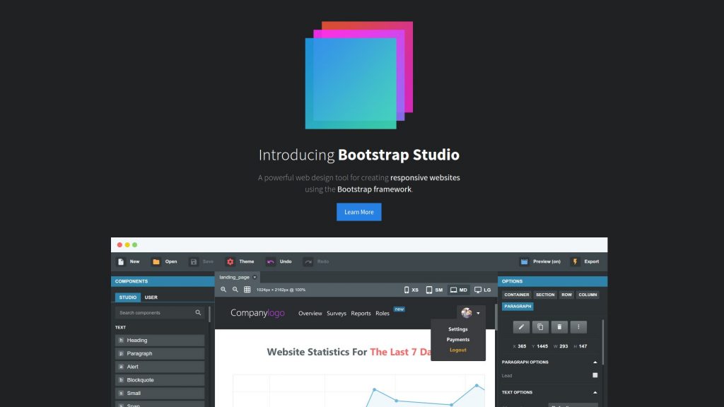 Bootstrap Studio 4.1.7 Pro Download the latest version